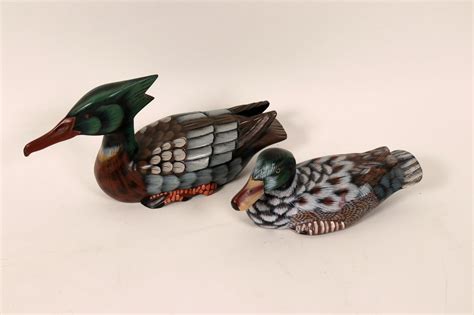 Two Decorative Wood Carved Ducks 110487