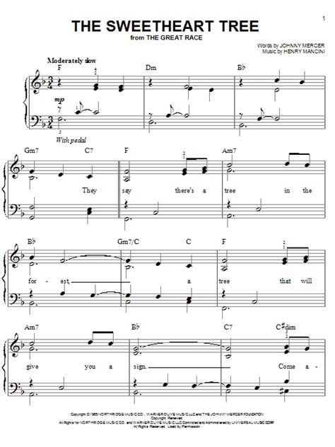 Henry Mancini The Sweetheart Tree Sheet Music Notes Download Printable Pdf Score 189551