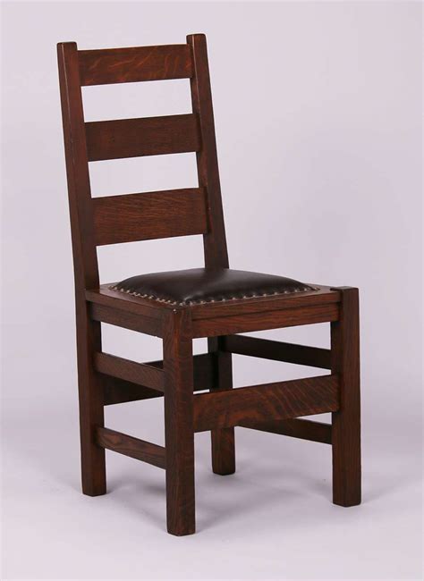 Handmade of birch wood turned spindle back flared. 4 Stickley Brothers Ladder Back Dining Chairs | California ...