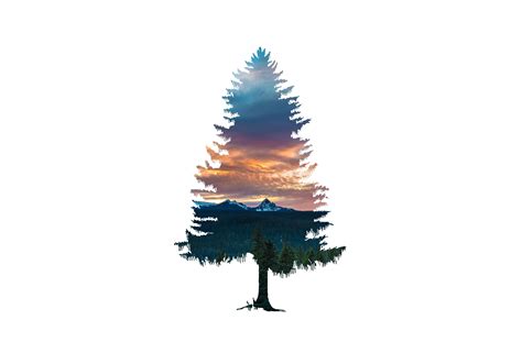 Mountain Tree Silhouette Stencil Art Simple Background Nature Hd