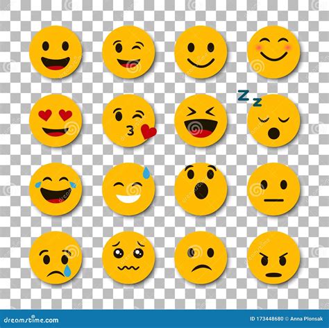 Conjunto De Emojis Sobre El Fondo Transparente Icono De Emoticono Stock