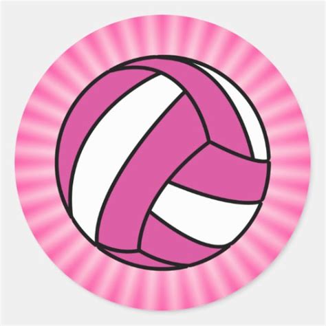 Pink Volleyball Classic Round Sticker Zazzle