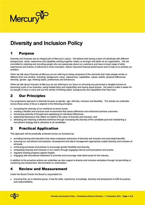 diversity equity and inclusion policy template