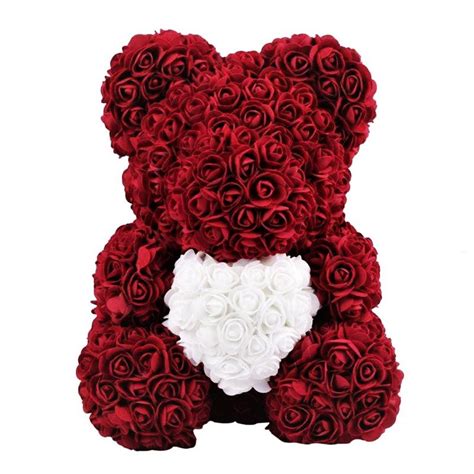 Exclusive Burgundy Rose Bear Flower Bear Rose Teddy Bear Madeofrose