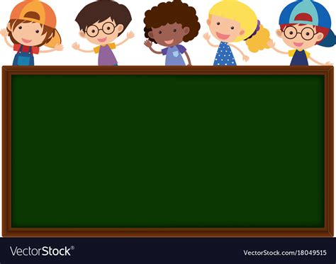 Green Board With Cute Children In Background Vector Image