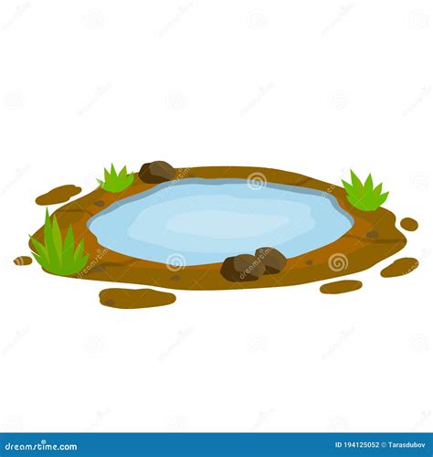 Pond And Swamp Lake Landscape With Grass Stones Background For