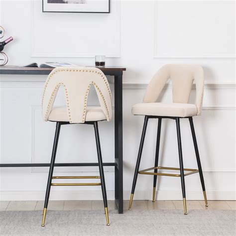 Buy Polibi Modern Bar Chairs Set Of 2 Contemporary Velvet Upholstered