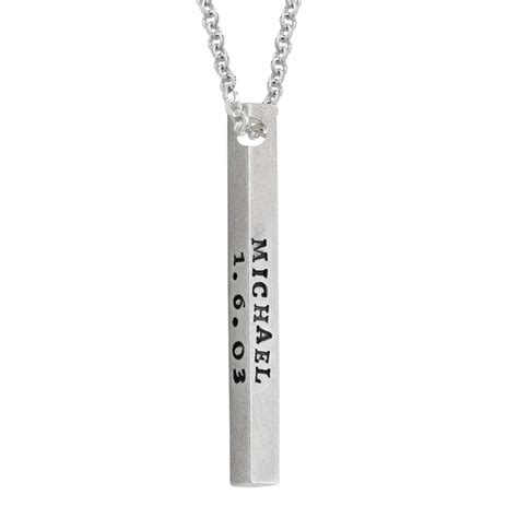 4 side engraved name bar necklace in sterling silver forever my