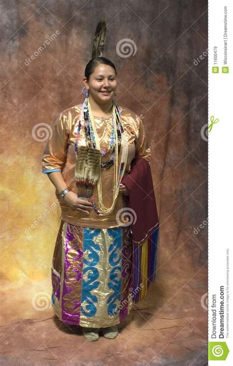 Native American Woman In Full Traditional Dress Editorial