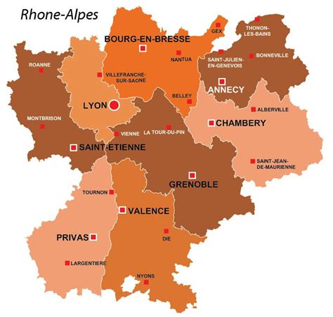 Lyon Karte Der Region Lyon Region Karte Von Frankreich Auvergne