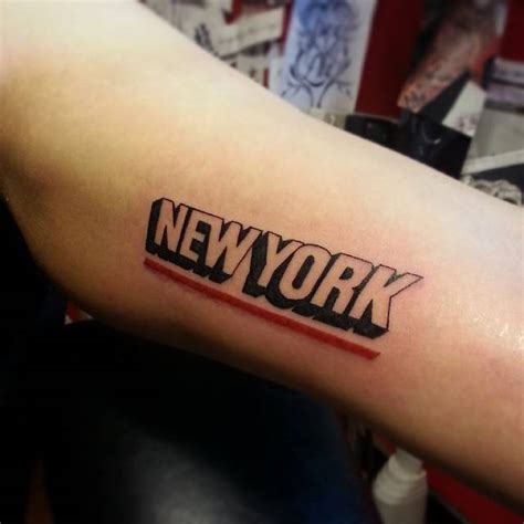 New York Post Style New York Tattoo On The Left Inner