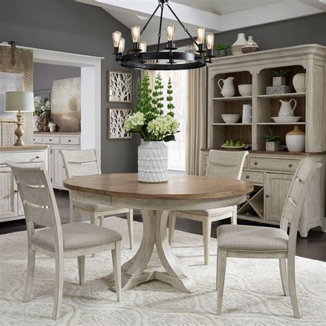 Liberty 652 Dr O5pds Farmhouse Reimagined Round Dining Room Set With