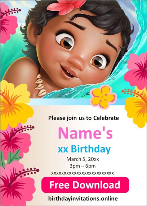 Moana Invitations Birthday Invitations