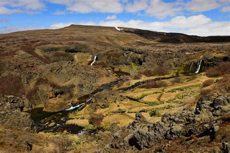 Gjain Valley With Its Waterfalls In Iceland Stock Image Image Of