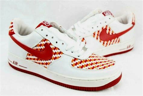 Pre Owned Nike Mens Air Force 1 Low Woven Varsity Red Shoes 309096 161