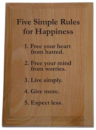 Five Simple Rules For Happiness Plaque 12 Step Recovery Ts
