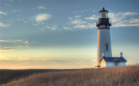 White And Gray Light House Lighthouse Landscape Hd Wallpaper