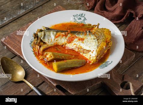 Malaysia Dishes Silver Catfish Sour Soup Malay Called Ikan Patin Asam
