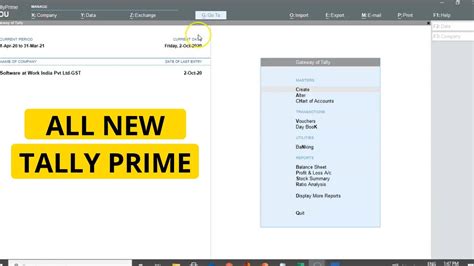 Tally Prime New Update First Look And Demo Youtube