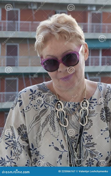 Portrait Of A Mature Woman In Sunglasses Stock Image Image Of