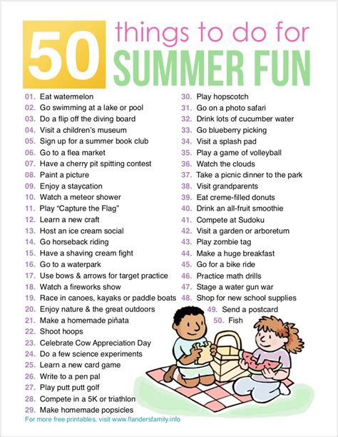 50 Things To Do For Summer Fun Summer Fun For Kids Things To Do At