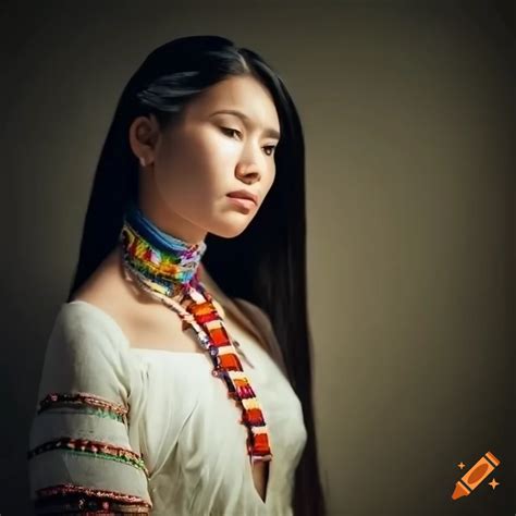 Attractive Young Native American Woman In Traditional Attire On Craiyon