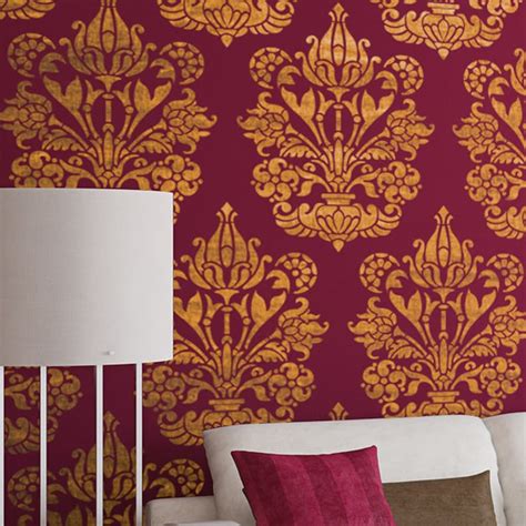 Large Wall Stencil Damask Allover Stencil Heather For Easy Diy Etsy