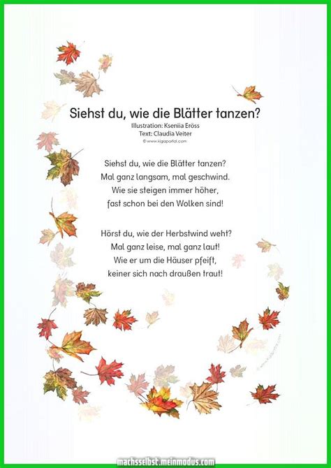 De Kigaportal Wind Lässt Herbst Blaettertanz Kindergarten Ode Rhyme