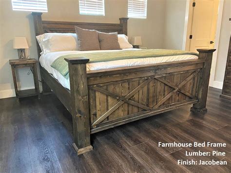 Farmhouse Bed Frame Double X Design In 2021 Farmhouse Bed Frame