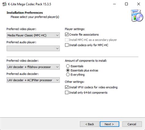 Old versions also with xp. Téléchargement de K-Lite Codec Pack Mega (gratuit)