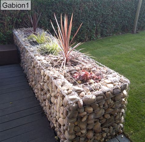 Gabion With Planters Rock Wall Gardens Stone Walls Garden Backyard