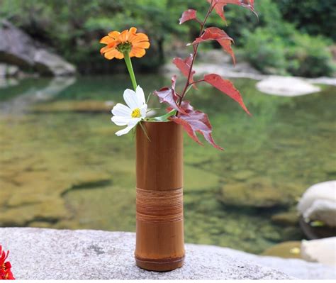 Bamboo Flower Vase For Home Decoration Handmade Wedding Etsy
