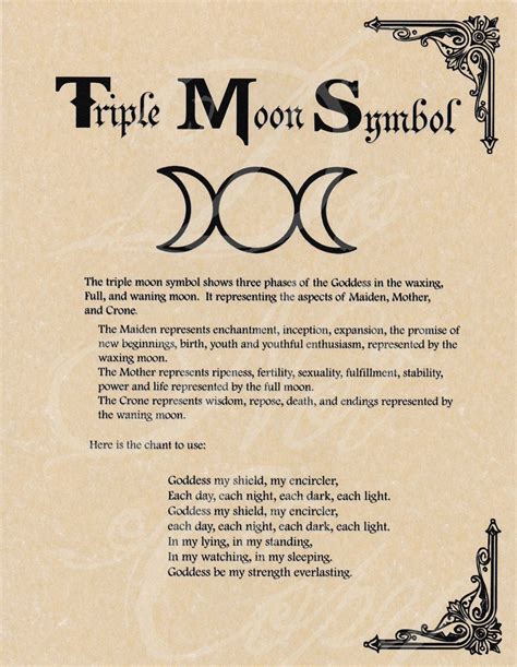 Book Of Shadows Spell Pages Triple Moon Symbol Wicca Witchcraft