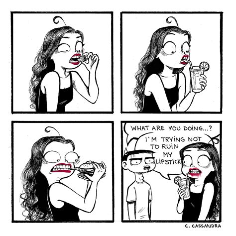 every girl who wears lipstick has this problem funny cute hilarious c cassandra comics