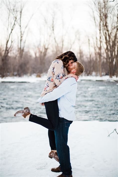 Winter Engagement Session Cute Couple Pose