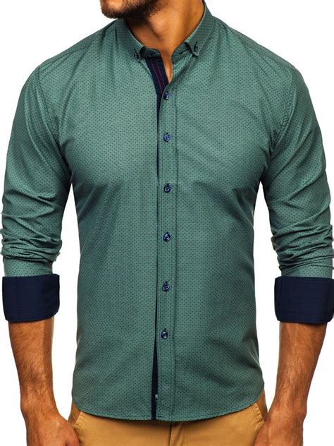 Camisa Estampada De Manga Larga Para Hombre Verde Bolf 9707 Verde