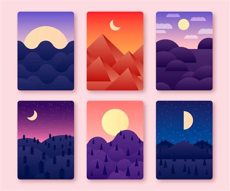 Free Vector Flat Abstract Landscape Covers Collection