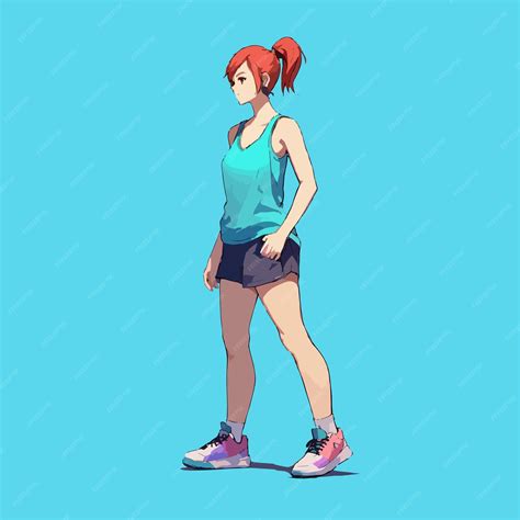 Premium Vector Cute Girl Standing Wearing Mini Skirt Cartoon Illustration