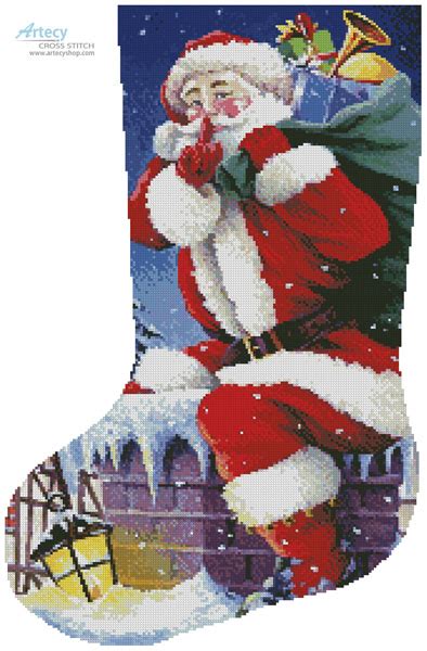 artecy cross stitch santa s here stocking left cross stitch pattern to print online