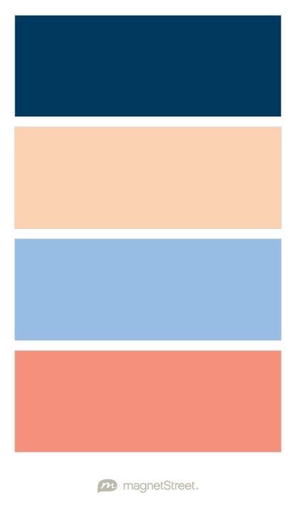 Navy Peach Blue Lagoon And Coral Wedding Color Palette Custom