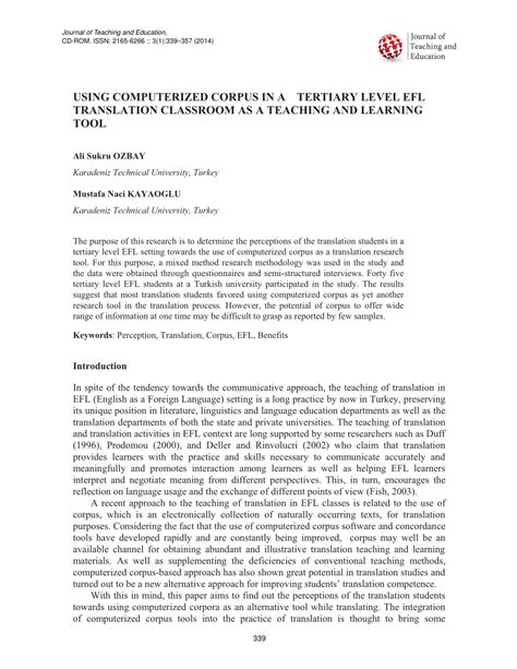 Pdf Using Computerized Corpus In A Tertiary Level Efl Translation