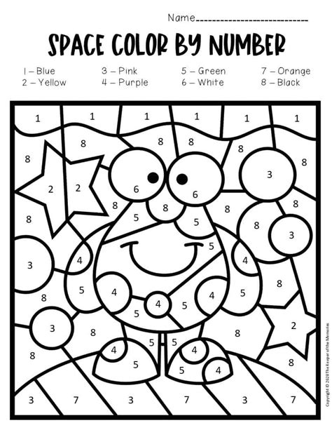Color By Number Space Preschool Worksheets The Keeper Of The Memories