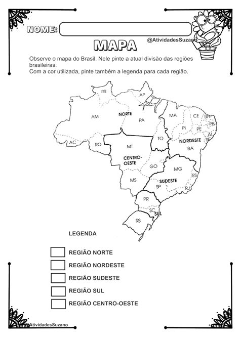 Regiões Do Brasil Atividade De Geografia 2