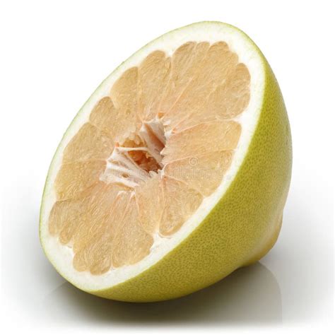 Single Half Of Pomelo Fruit Isolated On White Stock Image Image Of