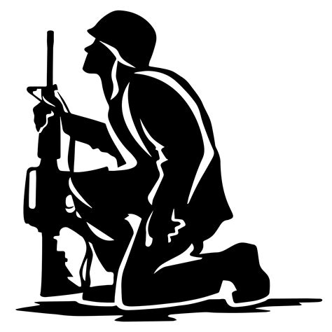 Military Soldier Kneeling Silhouette Vector Illustration 371742 Vector