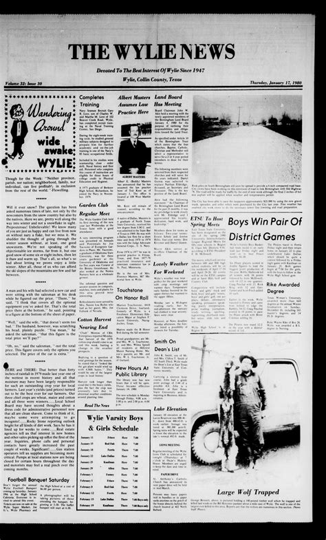 The Wylie News (Wylie, Tex.), Vol. 32, No. 30, Ed. 1 Thursday, January