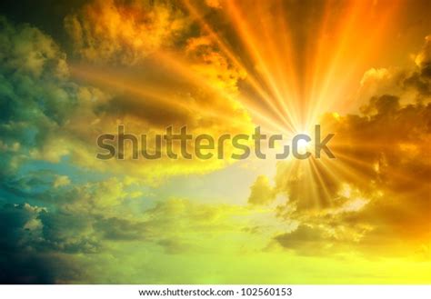 Sunset Sunrise Clouds Light Rays Other Stock Illustration 102560153