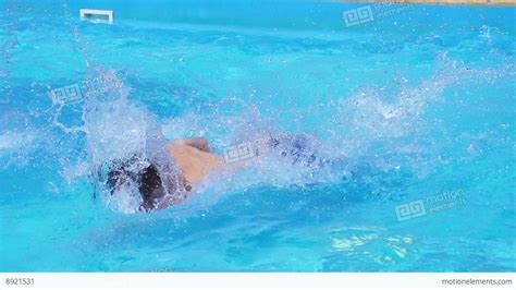 Man Is Swimming In The Pool Slow Motion Stock Video Footage 8921531