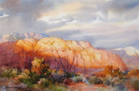 Red Desert Wonder By Roland Lee Desert Painting Watercolor Landscape