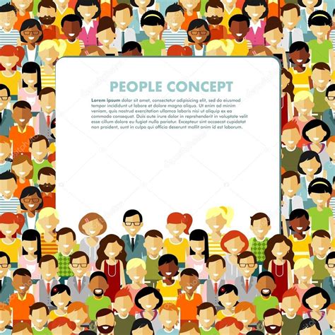 Modern Multicultural Society Concept With Seamless People Background In